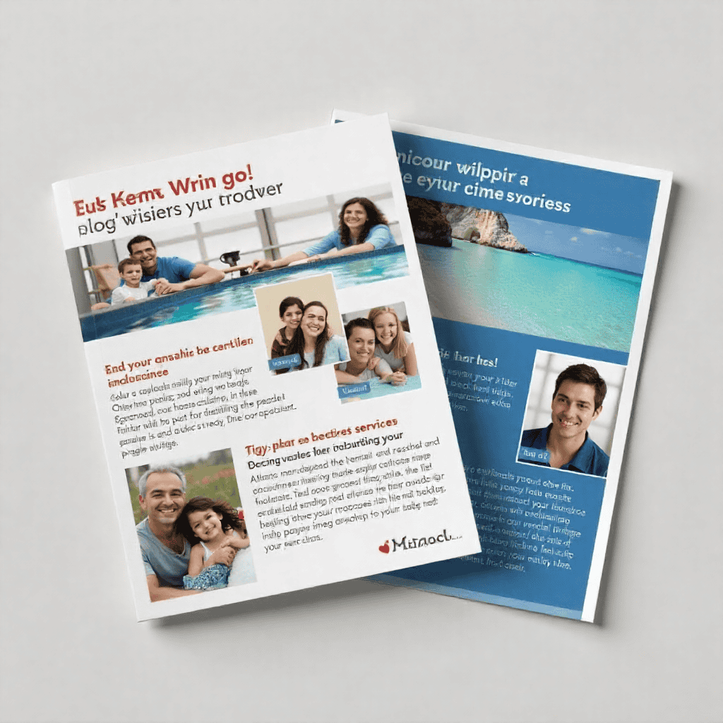 Brochures and flyers displayed on a desk